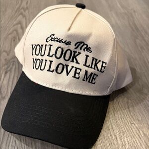 Black and White Embroidered Cap